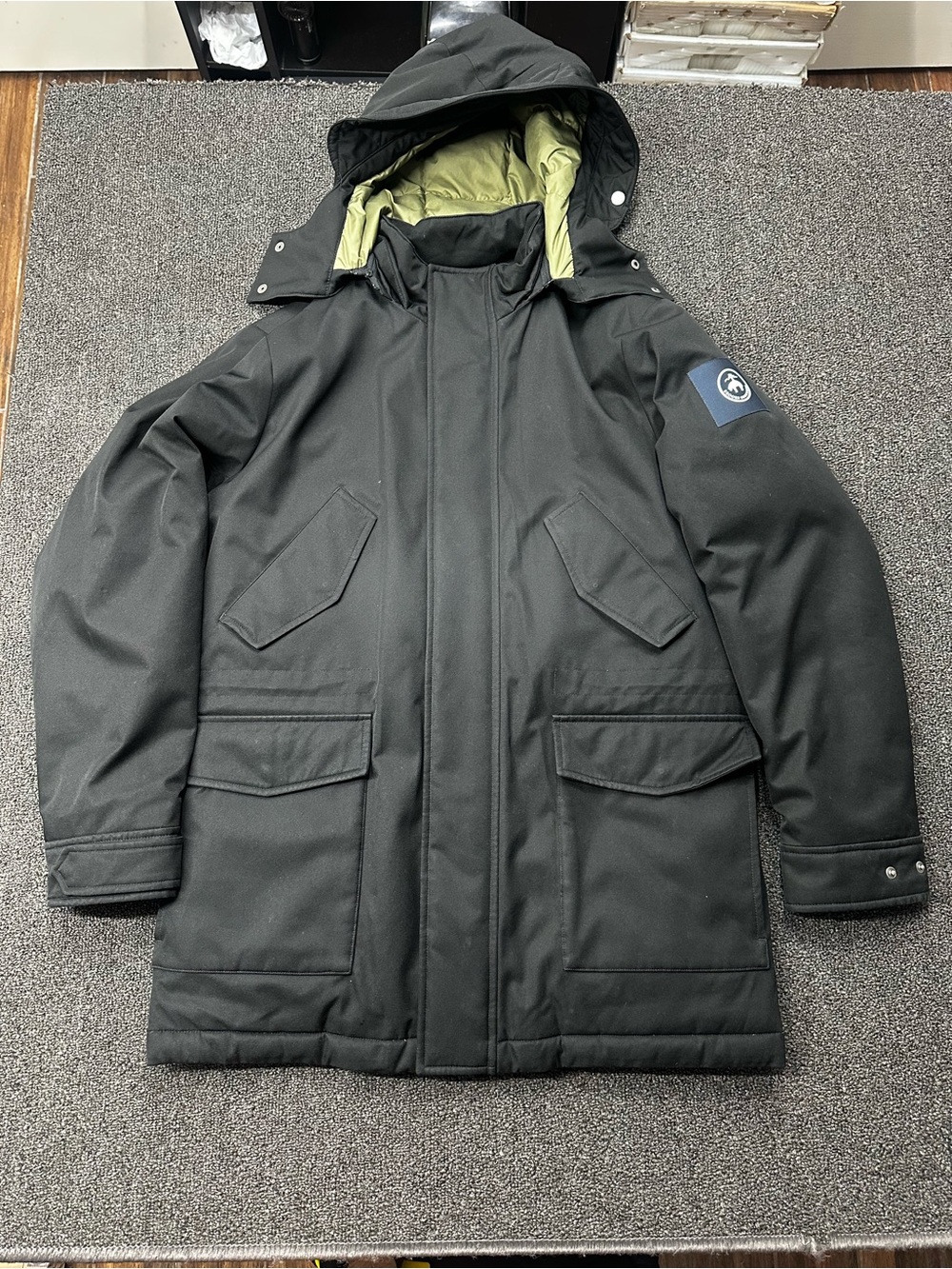 Brooks Brothers Duck Down Parka Coat Sz M Hooded Black
